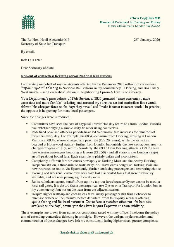 letter to govt