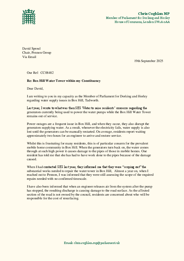 David Sproul Letter