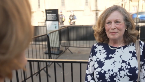 Fiona speaking to Romilly Weeks from ITV News