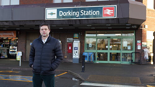 chris outside dorking station